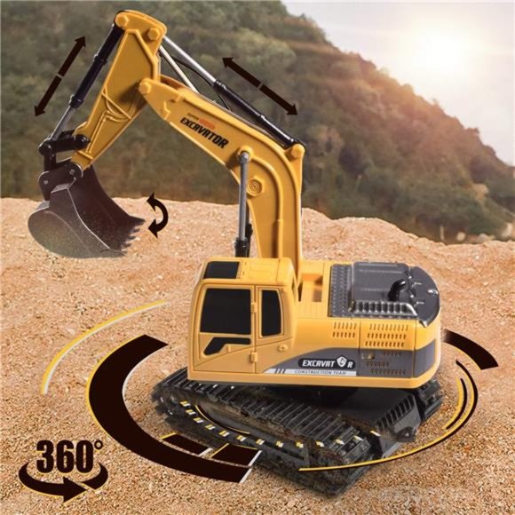 Construction Excavator Toy - Kids Toy Engineering Digger Truck, Remote Control - Picture 3 of 7